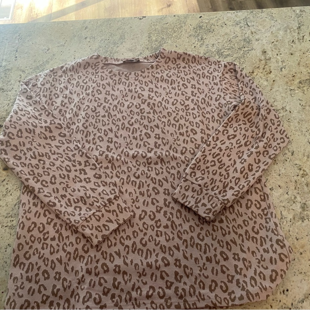 Amaryllis Pink and Tan Leopard Print Top